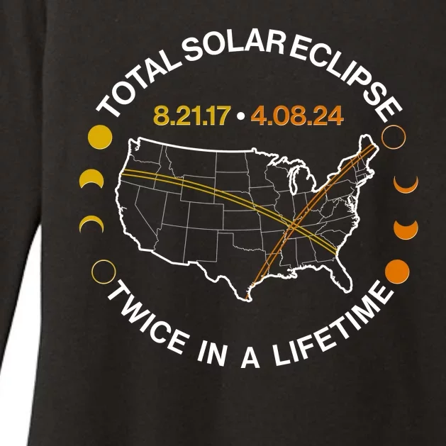 Total Solar Eclipse Twice In A Lifetime Aug 21 2017 April 08 2024 Womens CVC Long Sleeve Shirt