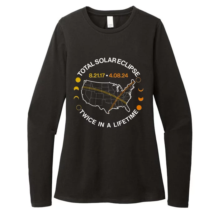 Total Solar Eclipse Twice In A Lifetime Aug 21 2017 April 08 2024 Womens CVC Long Sleeve Shirt