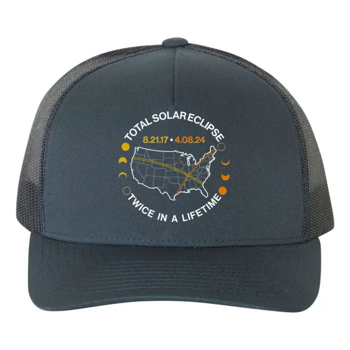 Total Solar Eclipse Twice In A Lifetime Aug 21 2017 April 08 2024 Yupoong Adult 5-Panel Trucker Hat