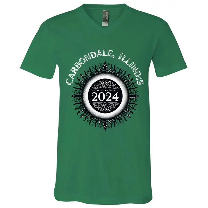 Total Solar Eclipse 04.08.24 Carbondale Illinois V-Neck T-Shirt