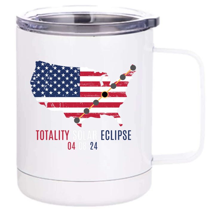 Total Solar Eclipse 2024 April 8 2024 Rare Celestial Eclipse Totality 2024 Front & Back 12oz Stainless Steel Tumbler Cup