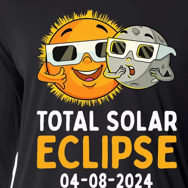 Total Solar Eclipse 2024 Glasses Funny Sun Moon Cooling Performance Long Sleeve Crew