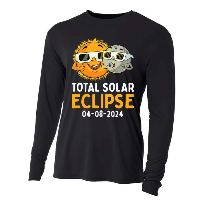 Total Solar Eclipse 2024 Glasses Funny Sun Moon Cooling Performance Long Sleeve Crew