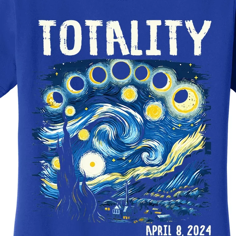 Total Solar Eclipse 2024 4.08.24 Starry Night Painting Women's T-Shirt