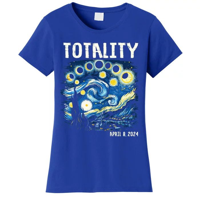 Total Solar Eclipse 2024 4.08.24 Starry Night Painting Women's T-Shirt