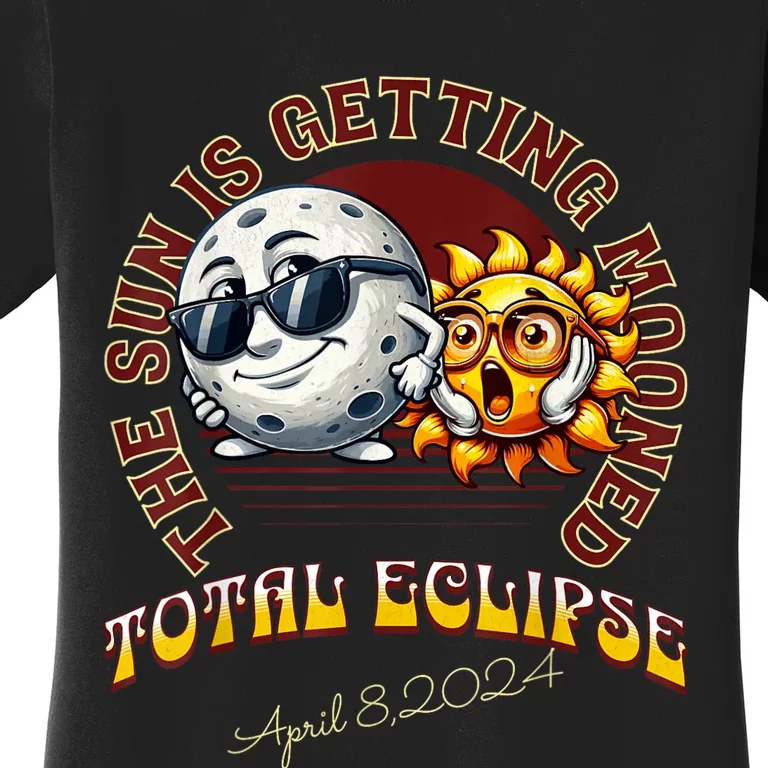 Total Solar Eclipse Chase 2024 Sun Is Getting Mooned Women's T-Shirt