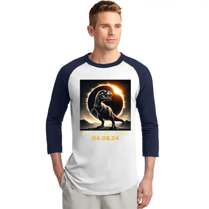 Total Solar Eclipse Trex April 8 2024 America Solar Eclipse Baseball Sleeve Shirt