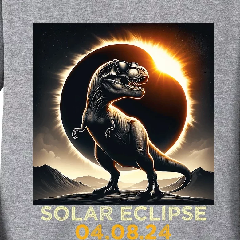 Total Solar Eclipse Trex April 8 2024 America Solar Eclipse Kids Long Sleeve Shirt