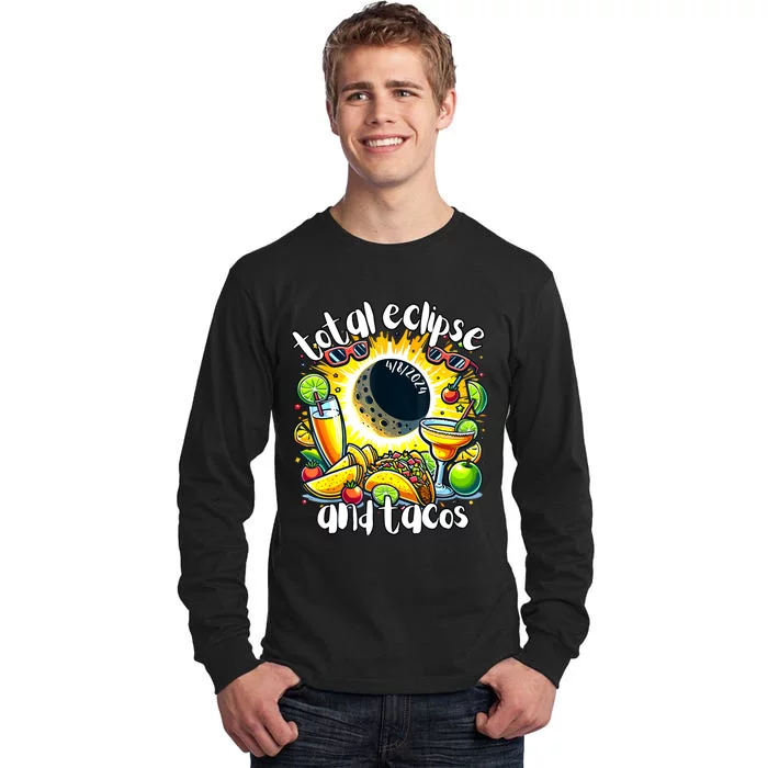 Total Solar Eclipse And Tacos 8th April 2024 Tall Long Sleeve T-Shirt