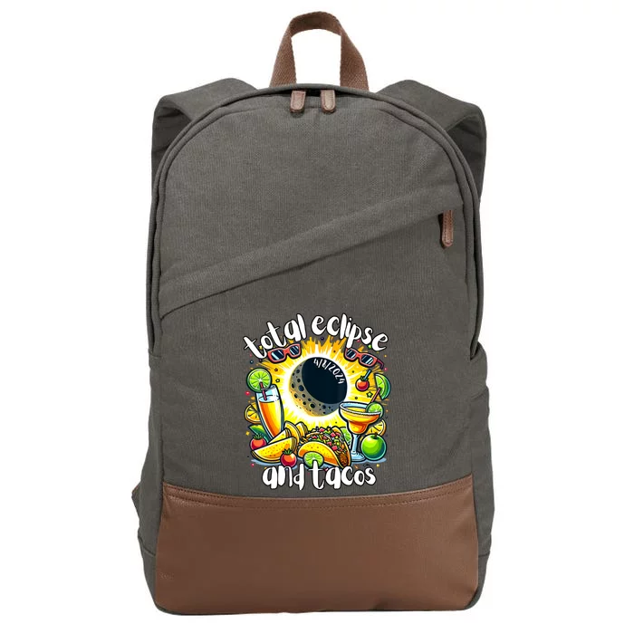 Total Solar Eclipse And Tacos 8th April 2024 Cotton Canvas Backpack