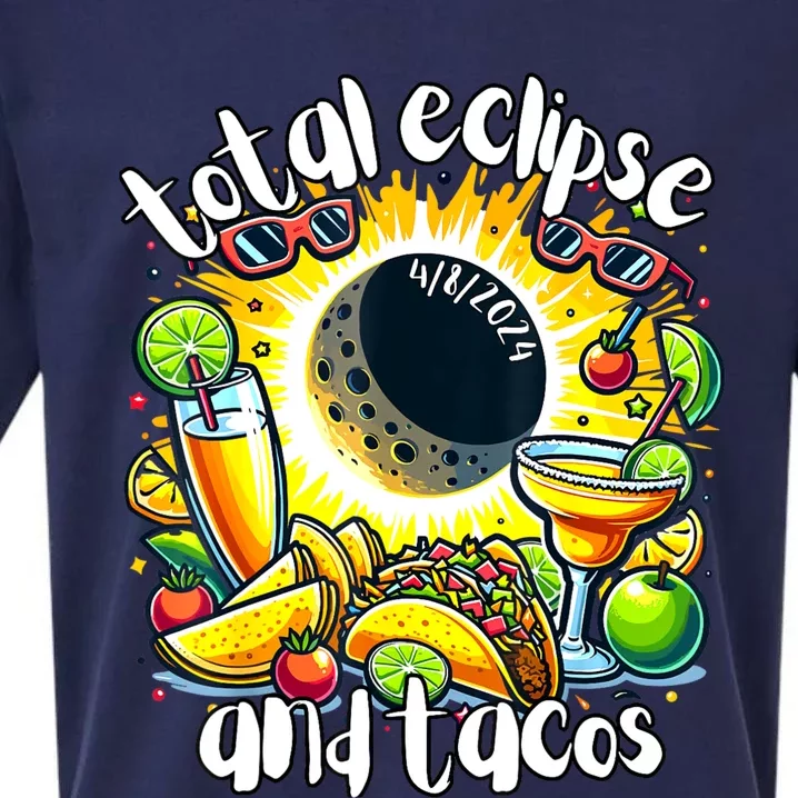 Total Solar Eclipse And Tacos 8th April 2024 Sueded Cloud Jersey T-Shirt