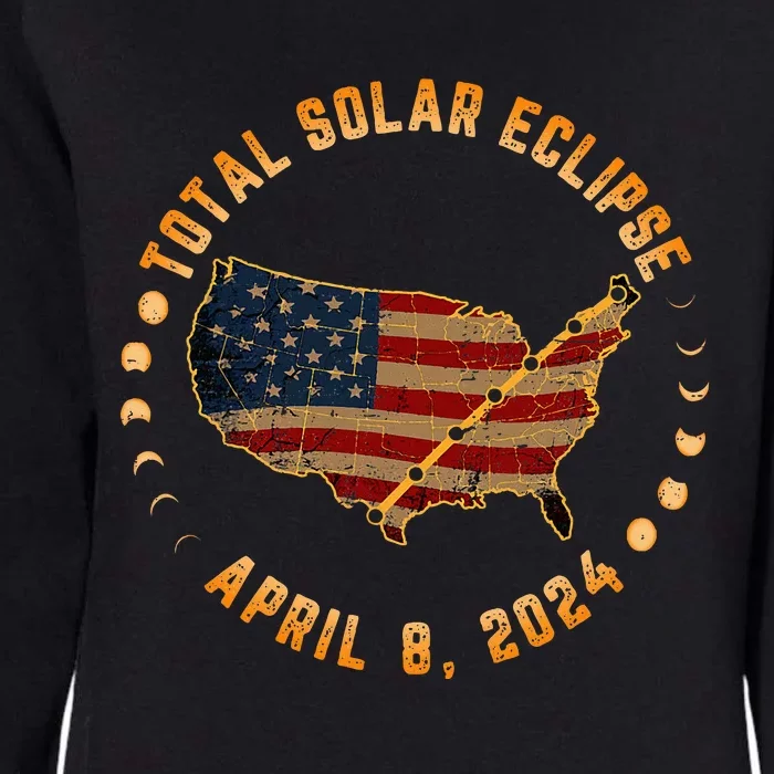 Total Solar Eclipse America April 8 2024 Usa Map Totality Womens California Wash Sweatshirt