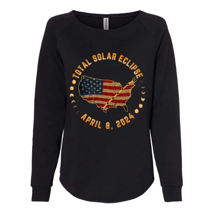 Total Solar Eclipse America April 8 2024 Usa Map Totality Womens California Wash Sweatshirt