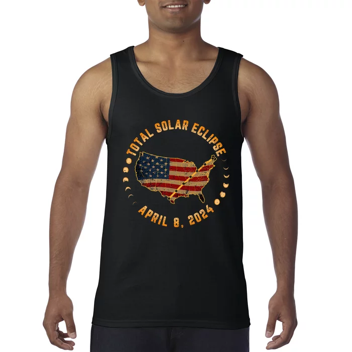 Total Solar Eclipse America April 8 2024 Usa Map Totality Tank Top