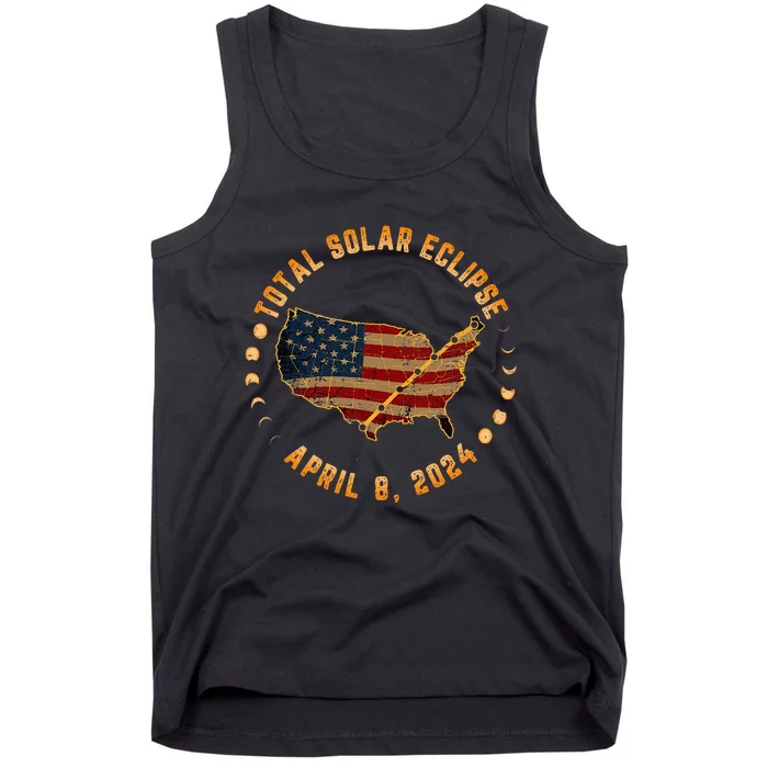 Total Solar Eclipse America April 8 2024 Usa Map Totality Tank Top