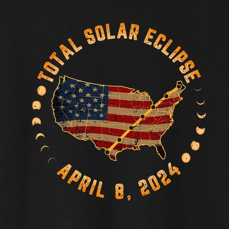 Total Solar Eclipse America April 8 2024 Usa Map Totality Women's Crop Top Tee