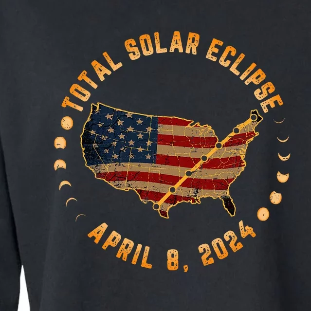 Total Solar Eclipse America April 8 2024 Usa Map Totality Cropped Pullover Crew