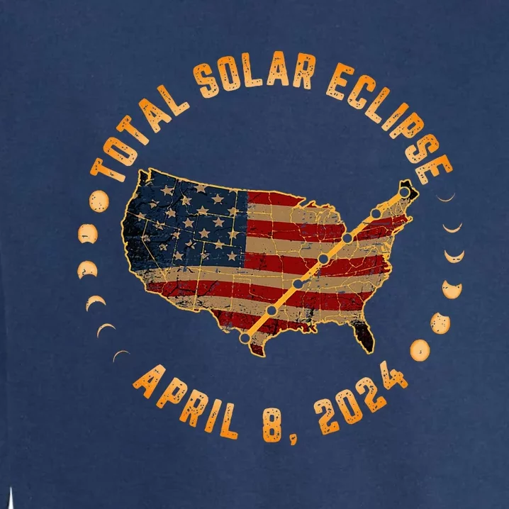 Total Solar Eclipse America April 8 2024 Usa Map Totality Garment-Dyed Sweatshirt