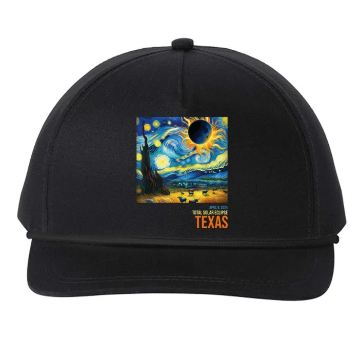 Total Solar Eclipse 2024 Texas Painting Snapback Five-Panel Rope Hat