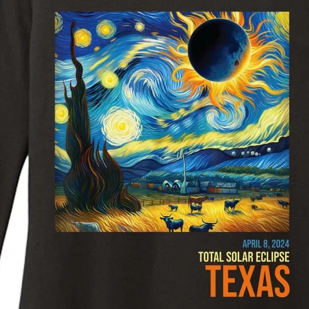 Total Solar Eclipse 2024 Texas Painting Womens CVC Long Sleeve Shirt