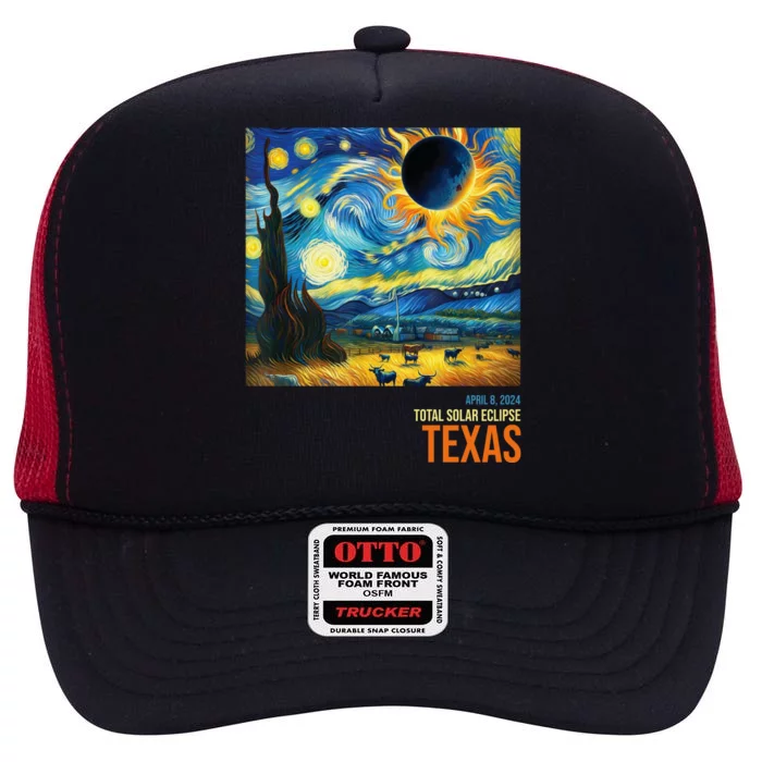 Total Solar Eclipse 2024 Texas Painting High Crown Mesh Trucker Hat