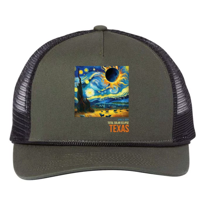 Total Solar Eclipse 2024 Texas Painting Retro Rope Trucker Hat Cap