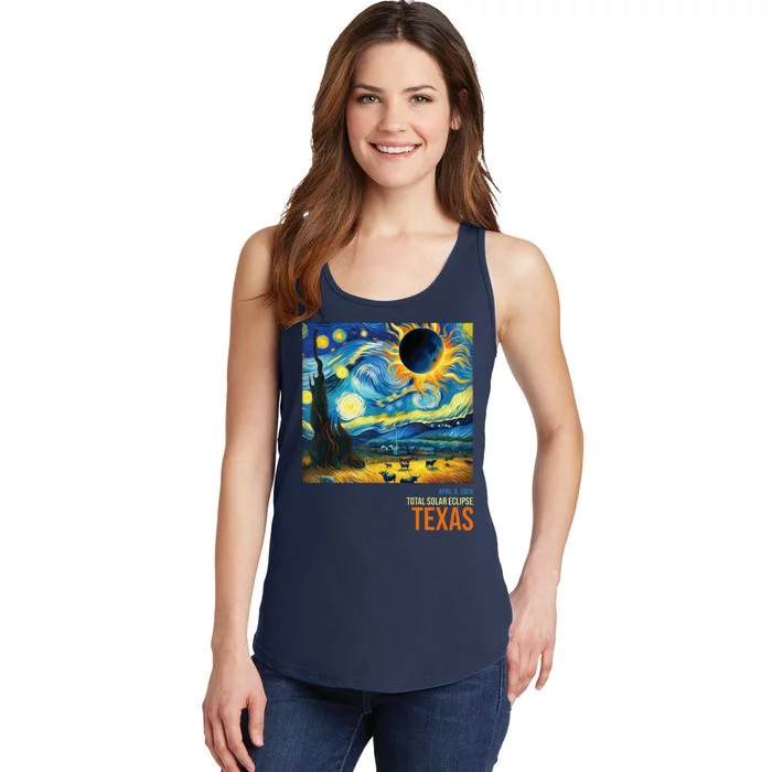 Total Solar Eclipse 2024 Texas Painting Ladies Essential Tank