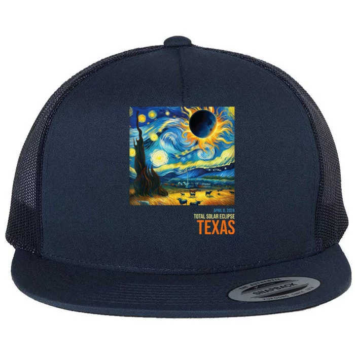 Total Solar Eclipse 2024 Texas Painting Flat Bill Trucker Hat