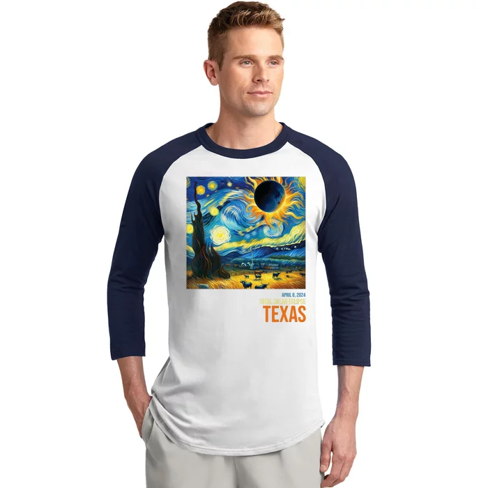 Total Solar Eclipse 2024 Texas Painting Baseball Sleeve Shirt