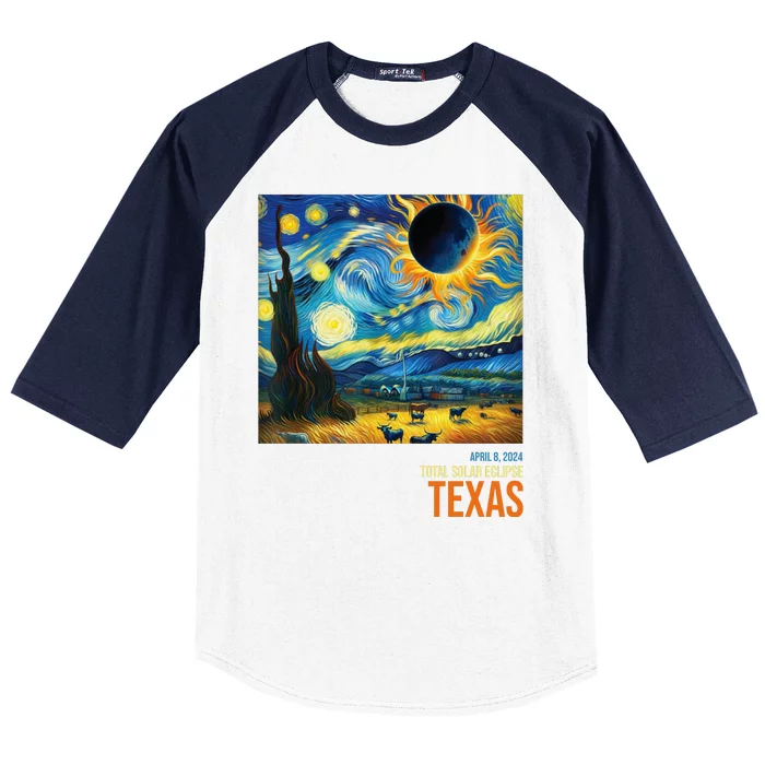 Total Solar Eclipse 2024 Texas Painting Baseball Sleeve Shirt