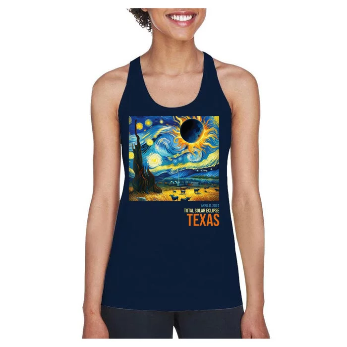 Total Solar Eclipse 2024 Texas Painting Women's Racerback Tank