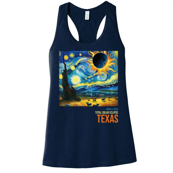 Total Solar Eclipse 2024 Texas Painting Women's Racerback Tank