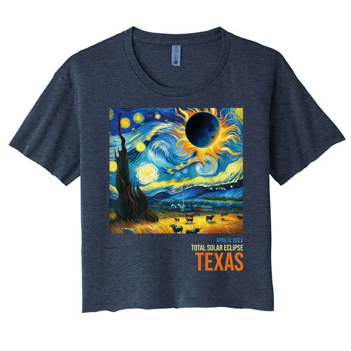 Total Solar Eclipse 2024 Texas Painting Women's Crop Top Tee