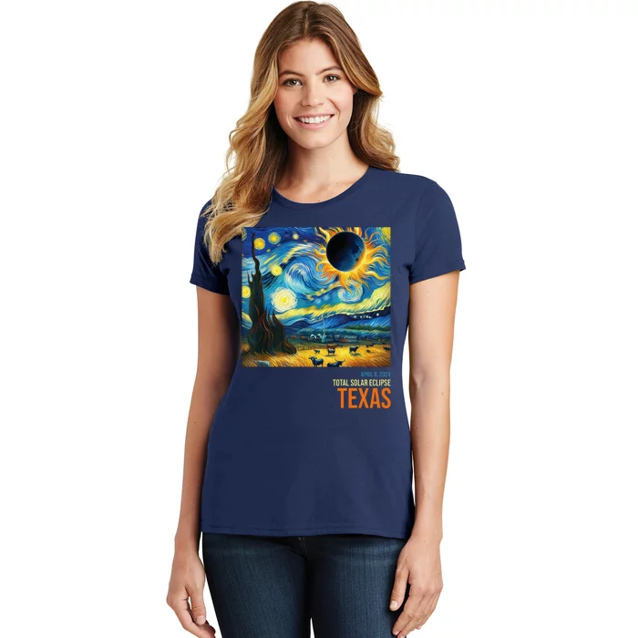 Total Solar Eclipse 2024 Texas Painting Women's T-Shirt