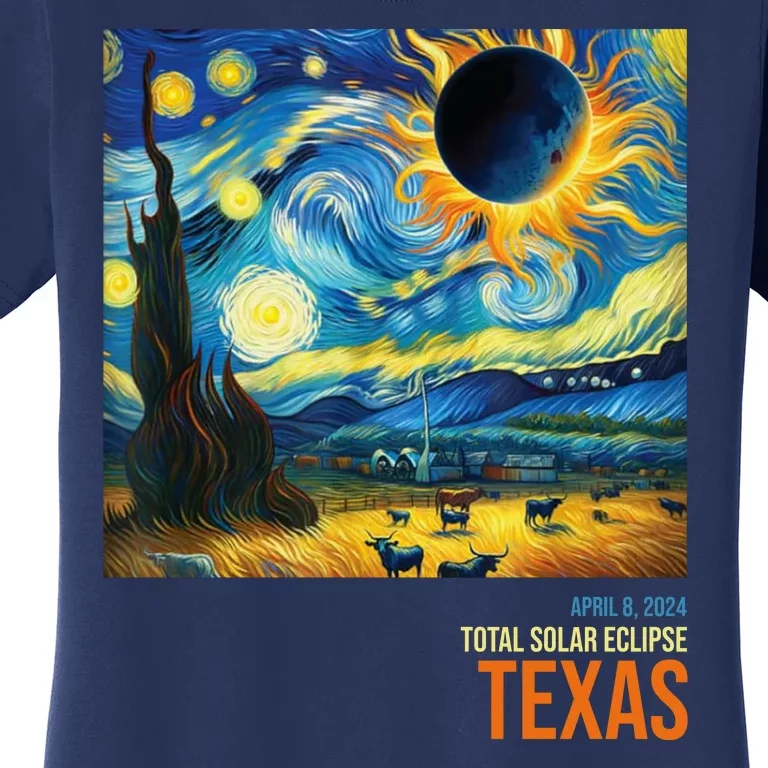 Total Solar Eclipse 2024 Texas Painting Women's T-Shirt