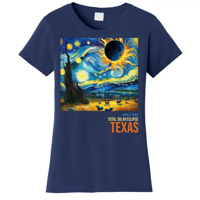 Total Solar Eclipse 2024 Texas Painting Women's T-Shirt