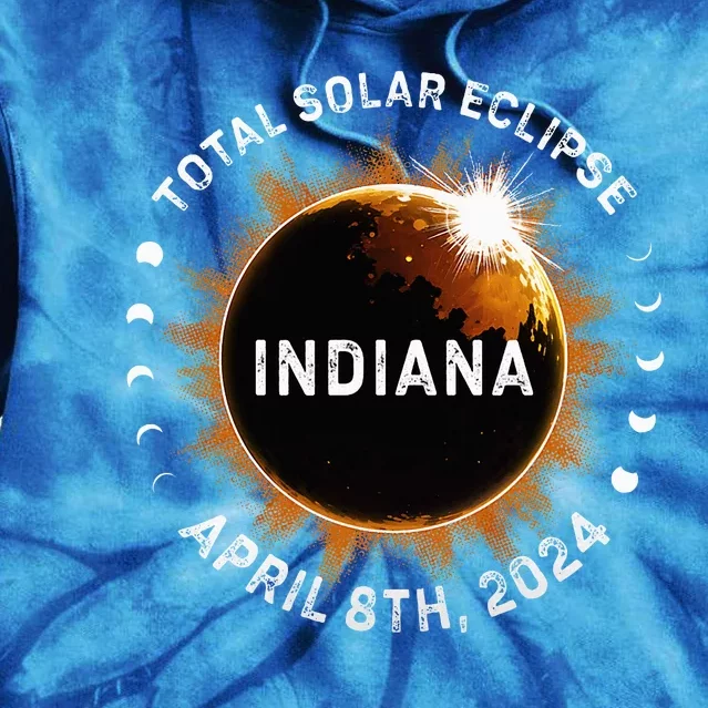 Total Solar Eclipse Path of Totality April 8th 2024 Indiana Tie Dye Hoodie