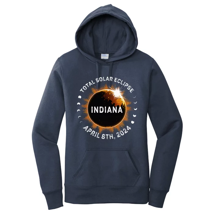 Total Solar Eclipse Path of Totality April 8th 2024 Indiana Women's Pullover Hoodie