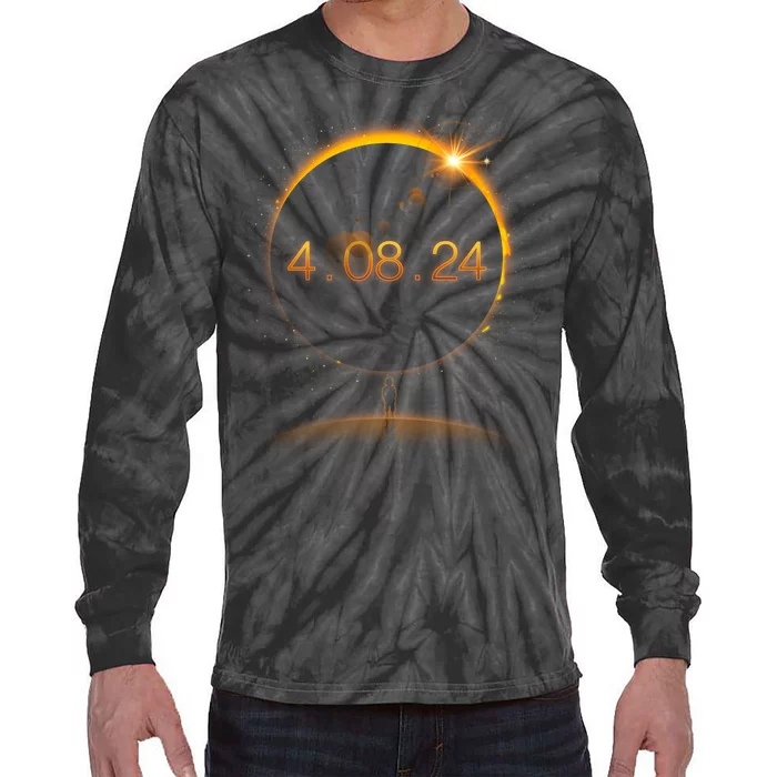 Total Solar Eclipse April 8 2024 Tie-Dye Long Sleeve Shirt