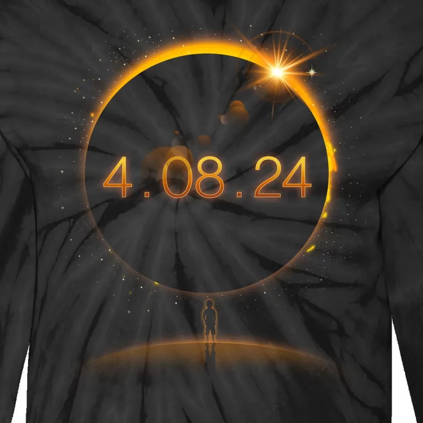 Total Solar Eclipse April 8 2024 Tie-Dye Long Sleeve Shirt