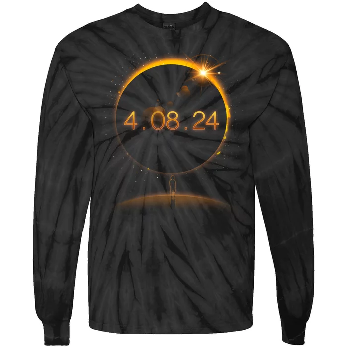 Total Solar Eclipse April 8 2024 Tie-Dye Long Sleeve Shirt