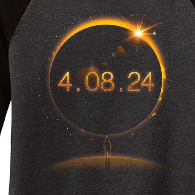 Total Solar Eclipse April 8 2024 Women's Tri-Blend 3/4-Sleeve Raglan Shirt