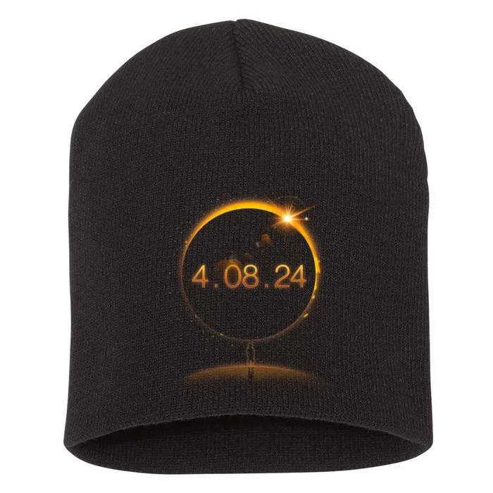 Total Solar Eclipse April 8 2024 Short Acrylic Beanie