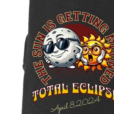 Total Solar Eclipse Chase 2024 Sun Is Getting Mooned Doggie 3-End Fleece Hoodie