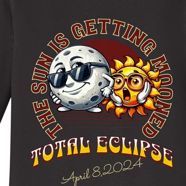 Total Solar Eclipse Chase 2024 Sun Is Getting Mooned Baby Long Sleeve Bodysuit