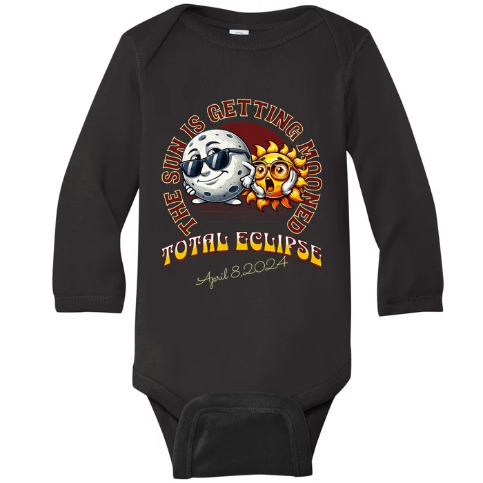 Total Solar Eclipse Chase 2024 Sun Is Getting Mooned Baby Long Sleeve Bodysuit