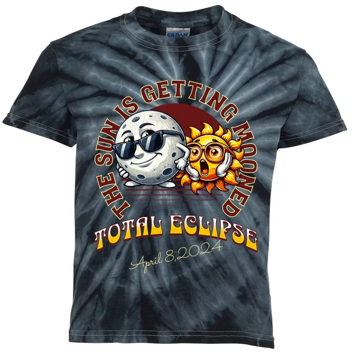 Total Solar Eclipse Chase 2024 Sun Is Getting Mooned Kids Tie-Dye T-Shirt