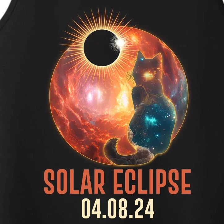 Total Solar Eclipse Galaxy Space Cat Performance Tank