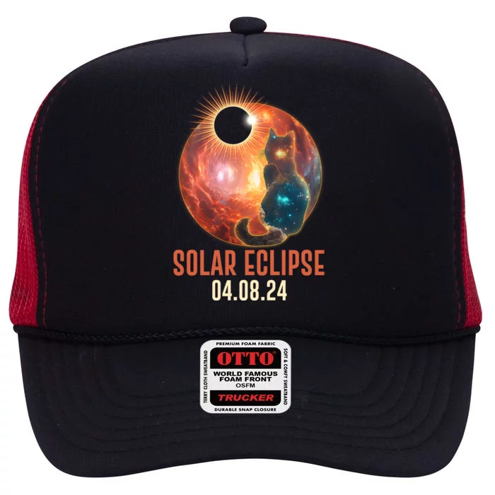 Total Solar Eclipse Galaxy Space Cat High Crown Mesh Trucker Hat