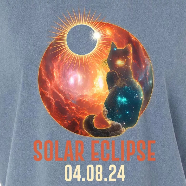 Total Solar Eclipse Galaxy Space Cat Garment-Dyed Women's Muscle Tee